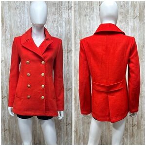 J. Crew Electric Red Wool Blend Peacoat [PP331]